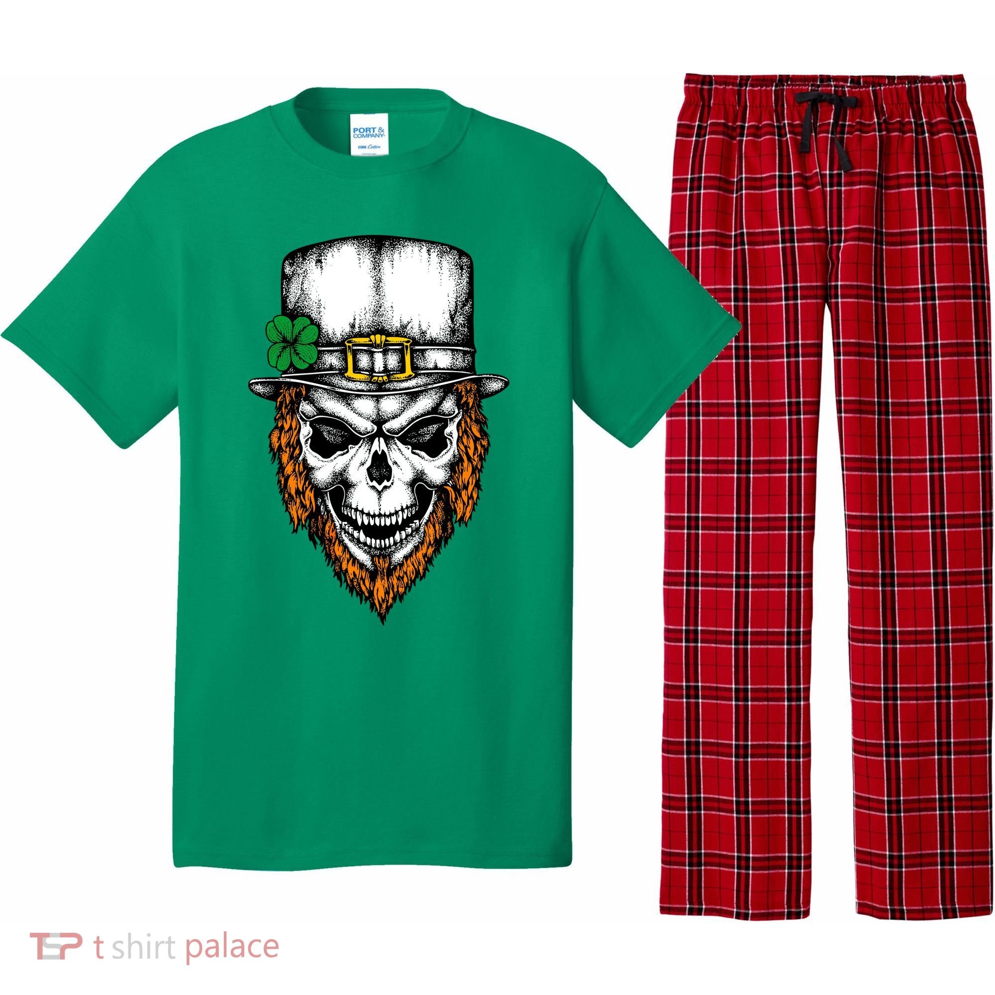 Leprechaun Irish Skull Skeleton Ginger Beard St. Patrick's Day Pajama Set