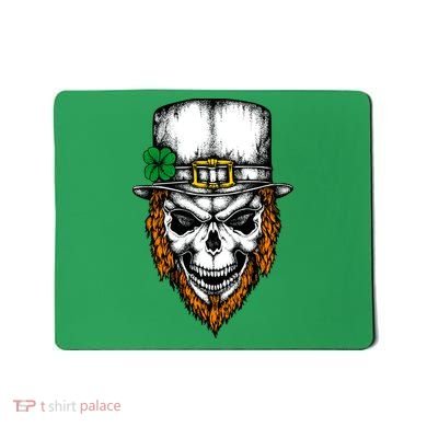 Leprechaun Irish Skull Skeleton Ginger Beard St. Patrick's Day Mousepad