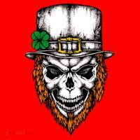 Leprechaun Irish Skull Skeleton Ginger Beard St. Patrick's Day Santa Hat thumb 1