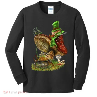 Leprechaun Mushroom Kids Long Sleeve Shirt