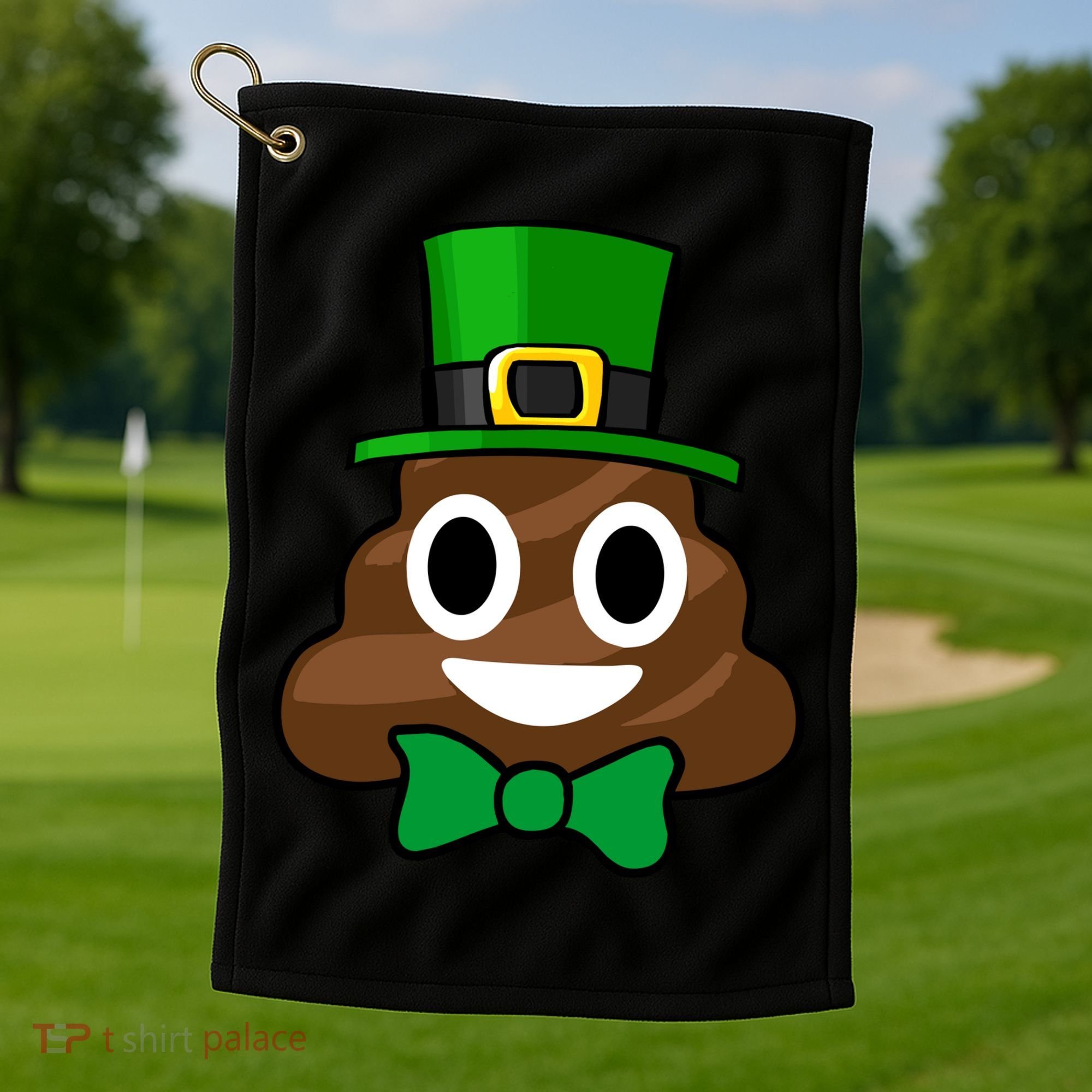Leprechaun Poop Emoji Smiley Funny St. Patrick's Day Golf Towel