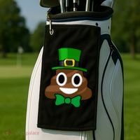 Leprechaun Poop Emoji Smiley Funny St. Patrick's Day Golf Towel thumb 2