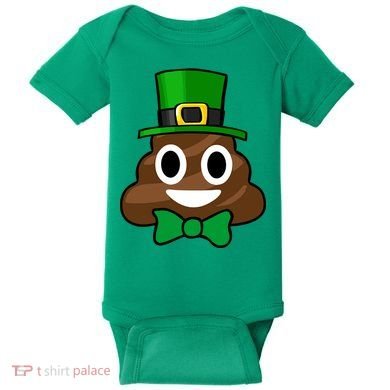 Leprechaun Poop Emoji Smiley Funny St. Patrick's Day Baby Bodysuit