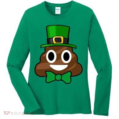 Leprechaun Poop Emoji Smiley Funny St. Patrick's Day Women's Long Sleeve Shirt