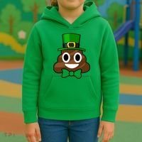 Leprechaun Poop Emoji Smiley Funny St. Patrick's Day Kids Hoodie thumb 3