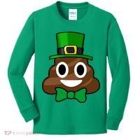 Leprechaun Poop Emoji Smiley Funny St. Patrick's Day Kids Long Sleeve Shirt thumb 0