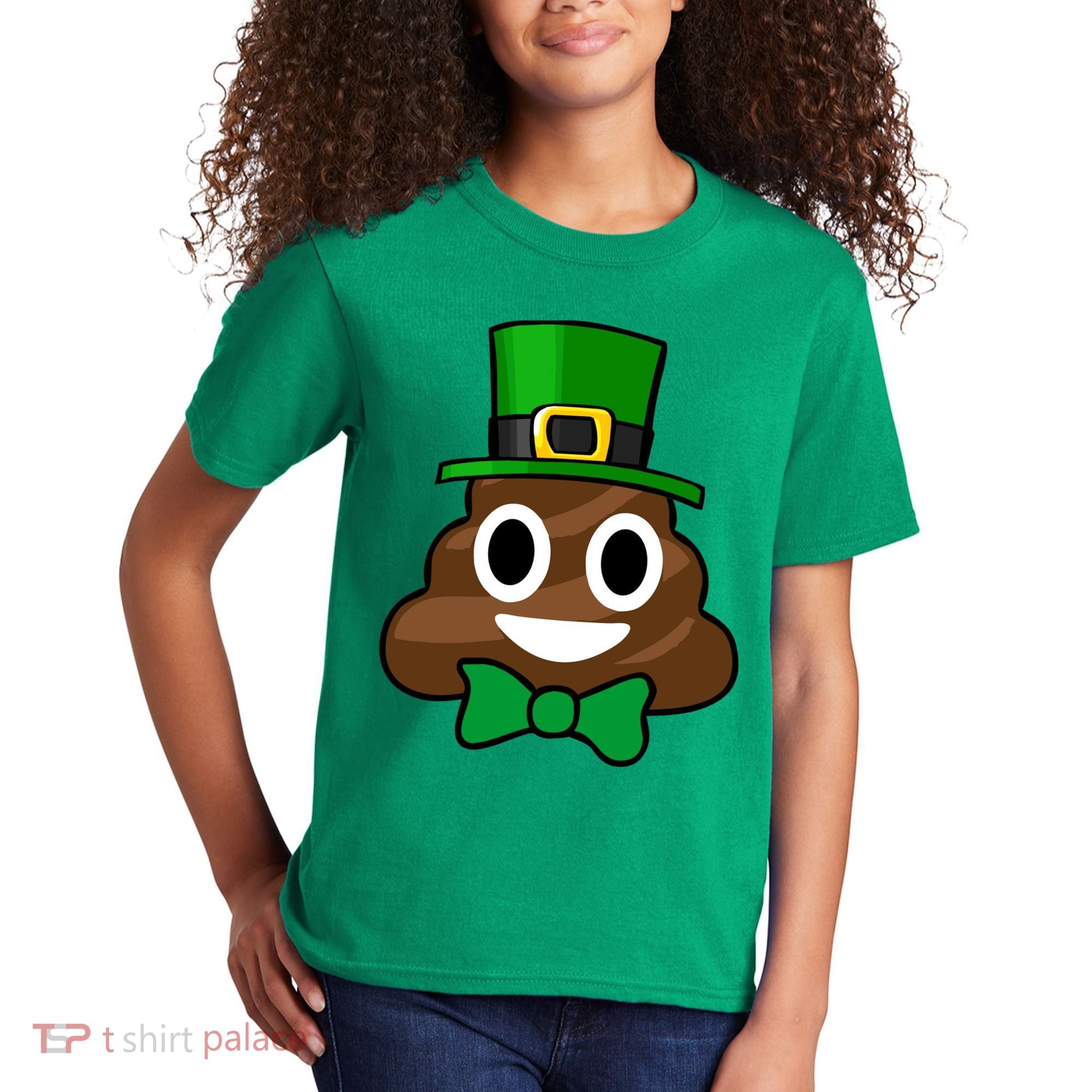 Leprechaun Poop Emoji Smiley Funny St. Patrick's Day Kids T-Shirt