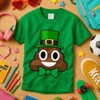 Leprechaun Poop Emoji Smiley Funny St. Patrick's Day Kids T-Shirt thumb 3