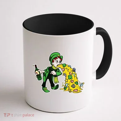 Leprechaun Puking St. Patrick's Day Drinking Coffee Mug back