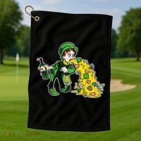 Leprechaun Puking St. Patrick's Day Drinking Golf Towel thumb 1