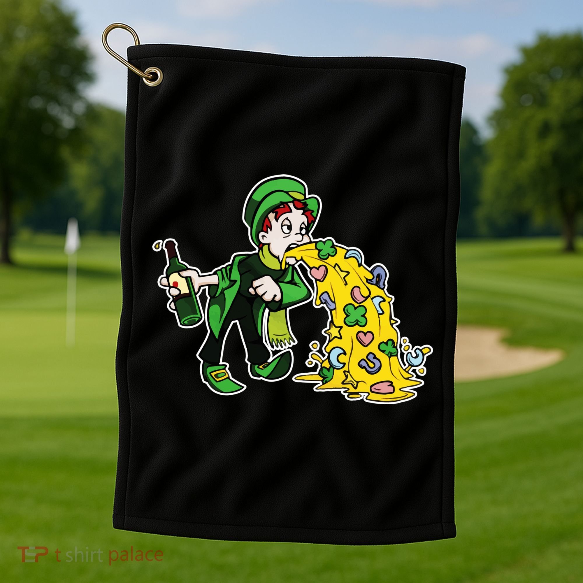 Leprechaun Puking St. Patrick's Day Drinking Golf Towel