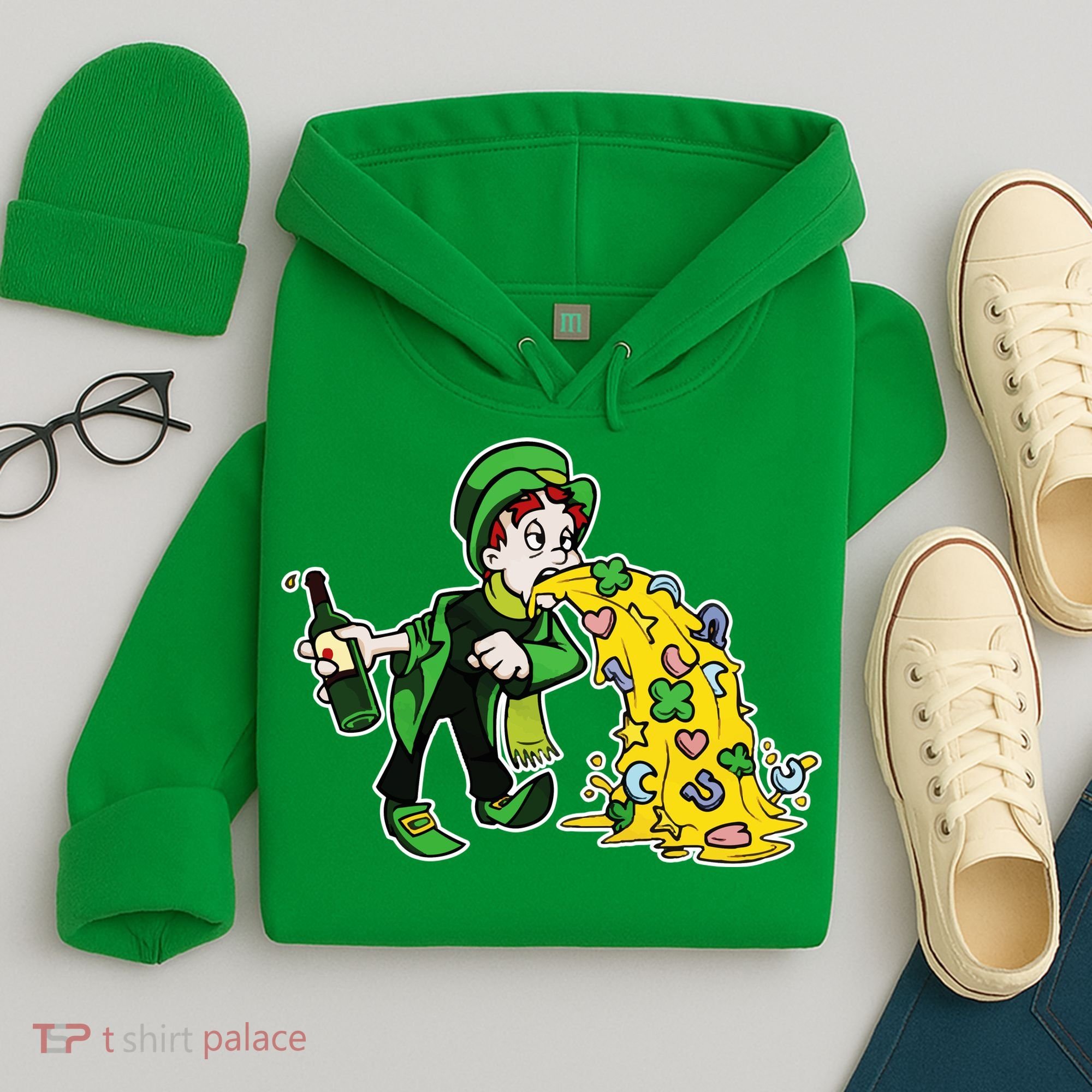 Leprechaun Puking St. Patrick's Day Drinking Hoodie