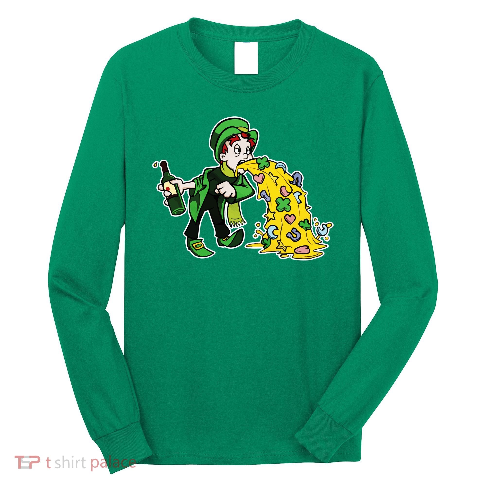 Leprechaun Puking St. Patrick's Day Drinking Long Sleeve Shirt