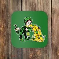 Leprechaun Puking St. Patrick's Day Drinking Coaster thumb 0