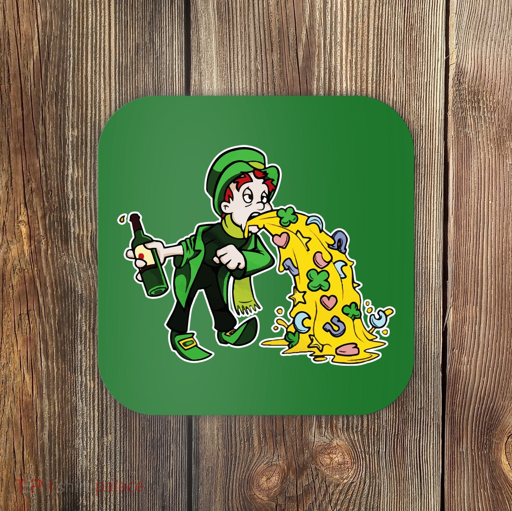 Leprechaun Puking St. Patrick's Day Drinking Coaster