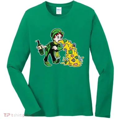 Leprechaun Puking St. Patrick's Day Drinking Women's Long Sleeve Shirt
