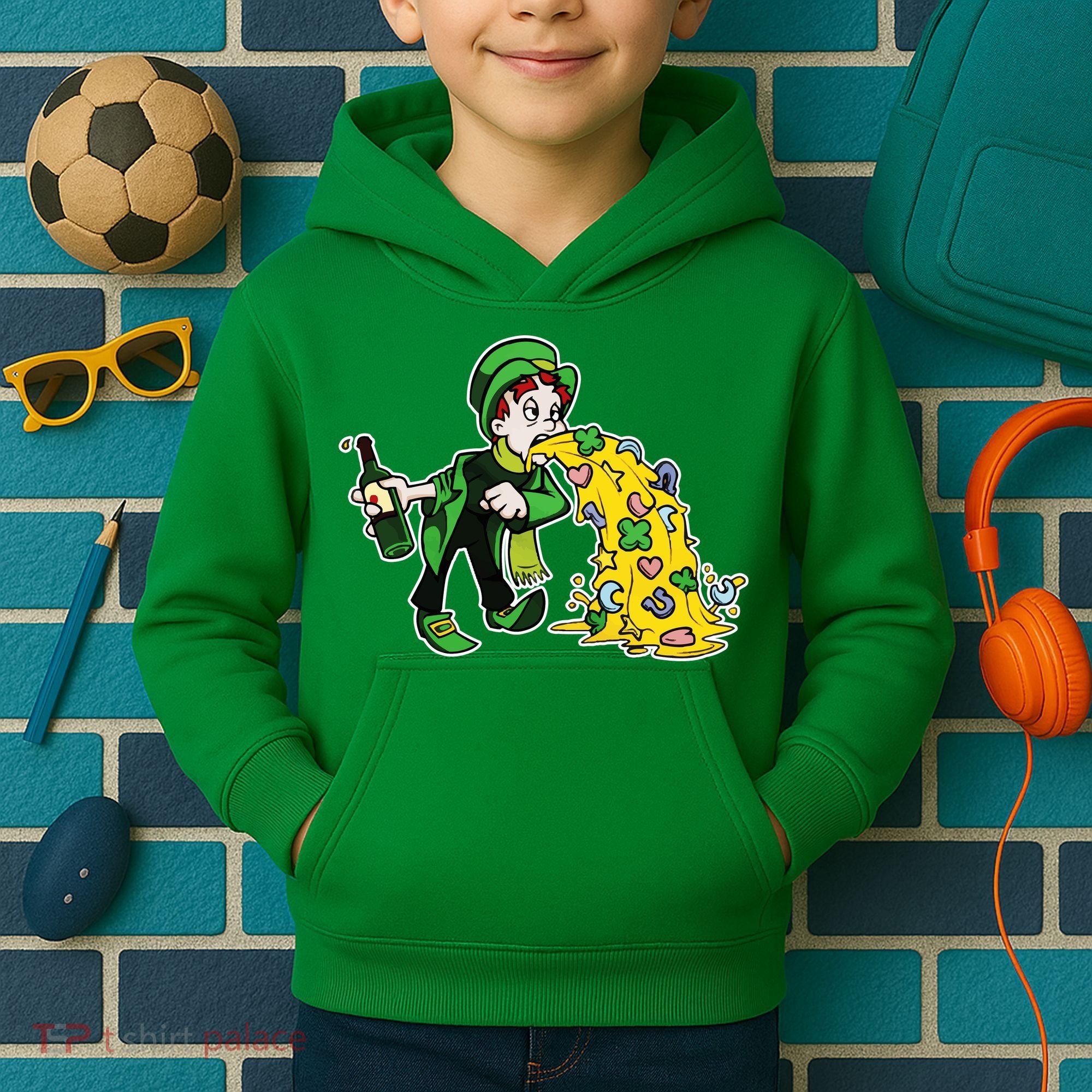 Leprechaun Puking St. Patrick's Day Drinking Kids Hoodie