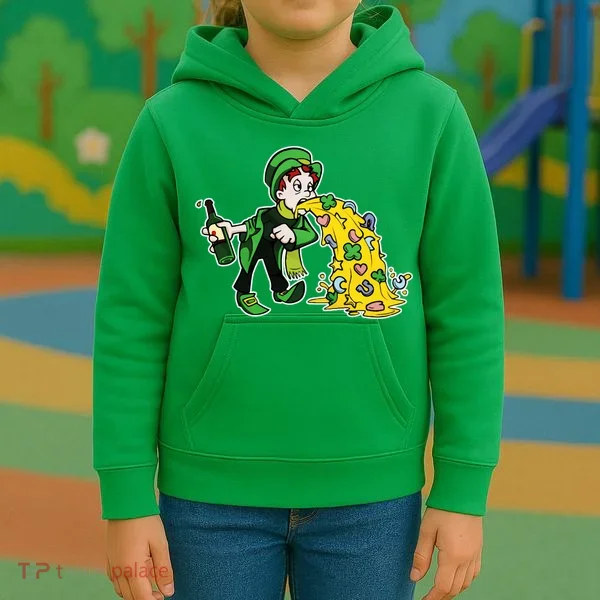Leprechaun Puking St. Patrick's Day Drinking Kids Hoodie
