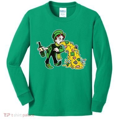 Leprechaun Puking St. Patrick's Day Drinking Kids Long Sleeve Shirt