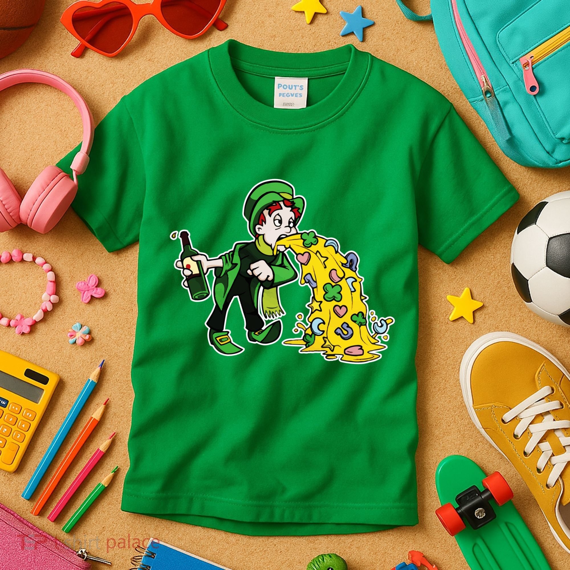 Leprechaun Puking St. Patrick's Day Drinking Kids T-Shirt