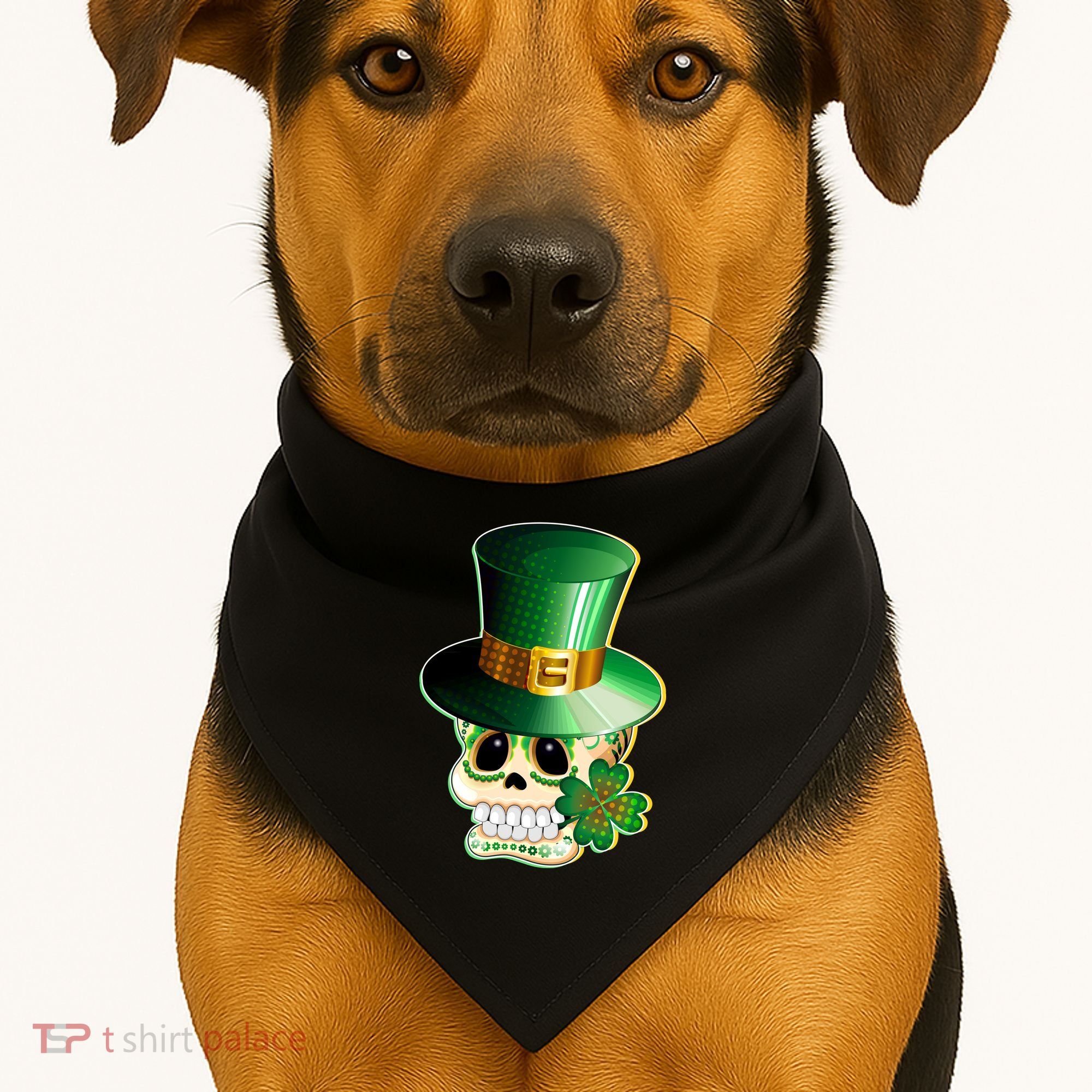 Leprechaun Sugar Irish Skull USA-Made Doggie Bandana