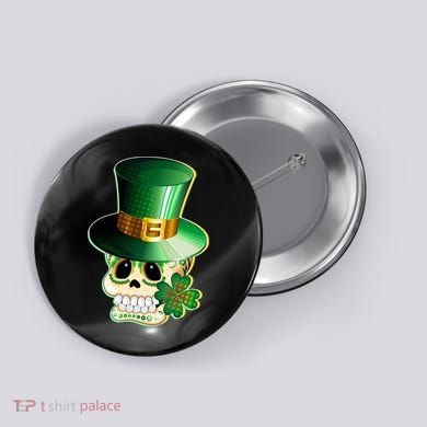 Leprechaun Sugar Irish Skull Button
