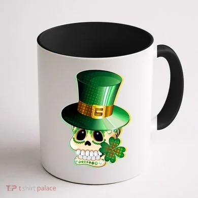 Leprechaun Sugar Irish Skull Coffee Mug back