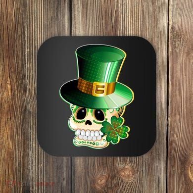 Leprechaun Sugar Irish Skull Coaster