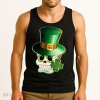 Leprechaun Sugar Irish Skull Tank Top thumb 3