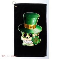 Leprechaun Sugar Irish Skull Golf Towel thumb 0