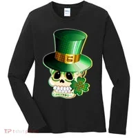 Leprechaun Sugar Irish Skull Women's Long Sleeve Shirt thumb 0