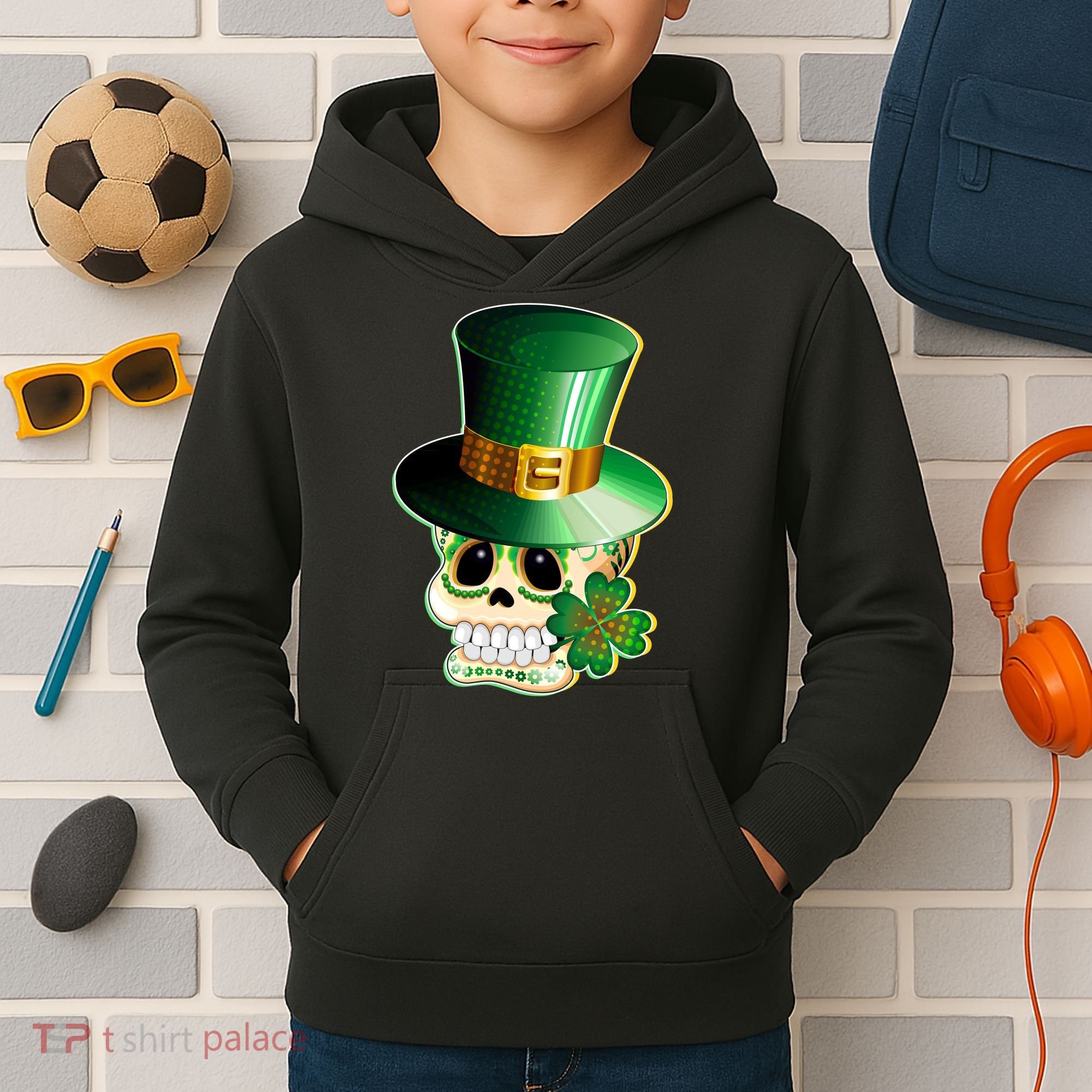 Leprechaun Sugar Irish Skull Kids Hoodie