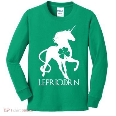 Lepricorn Leprechaun Unicorn St. Patrick's Day Kids Long Sleeve Shirt