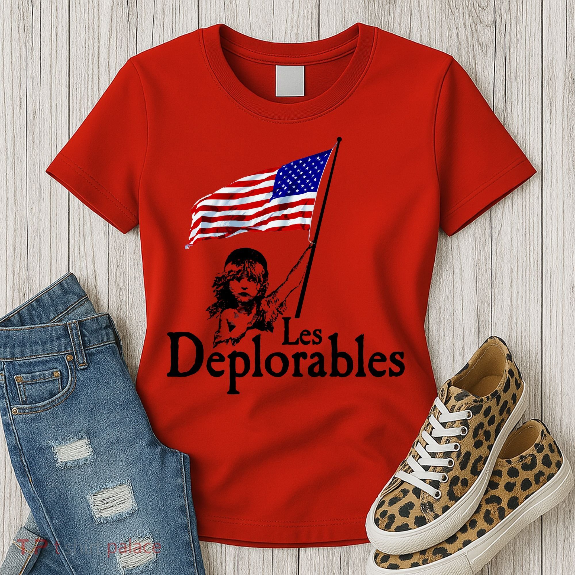 Les Deplorables USA Flag Parody Vote Trump 2016 Women's T-Shirt