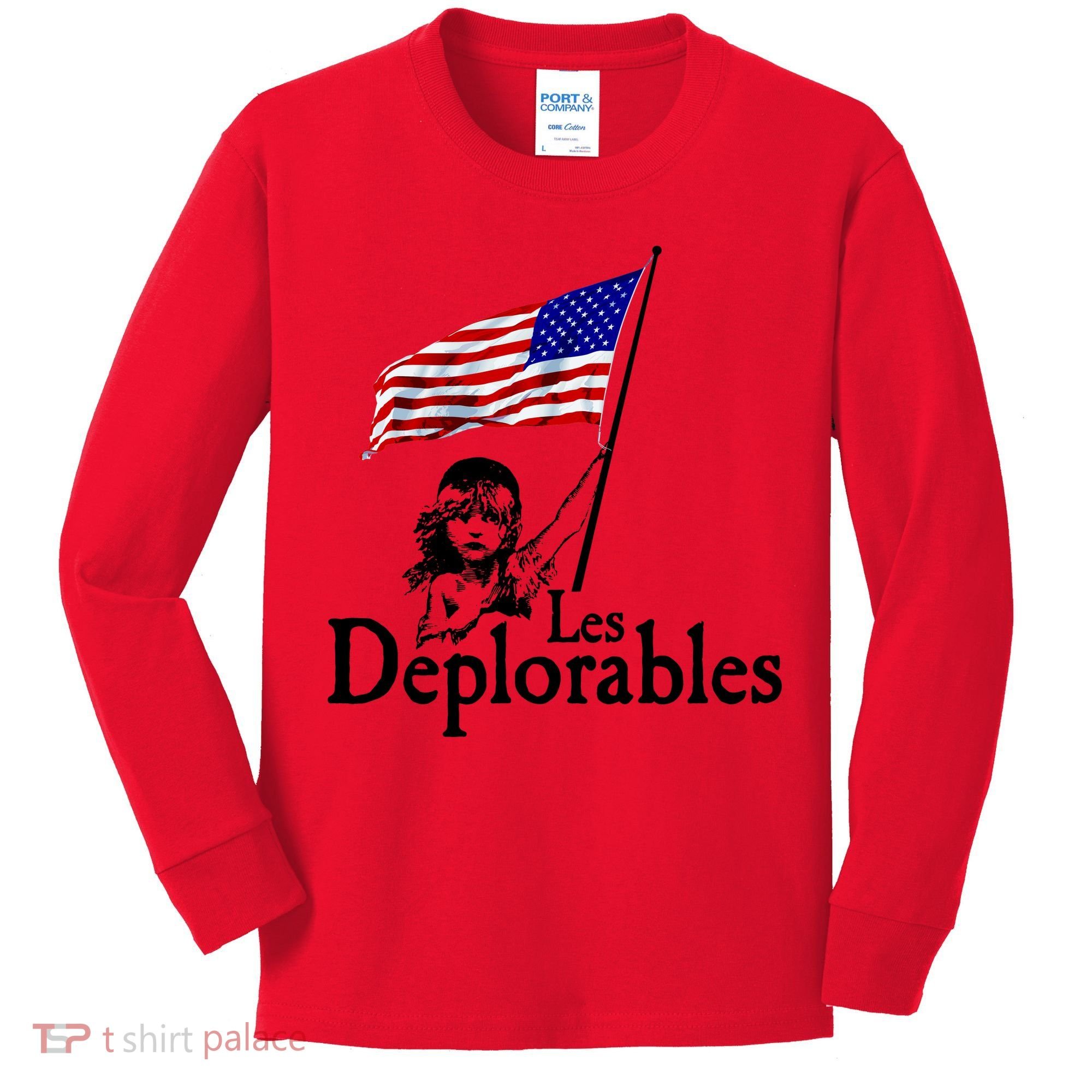 Les Deplorables USA Flag Parody Vote Trump 2016 Kids Long Sleeve Shirt