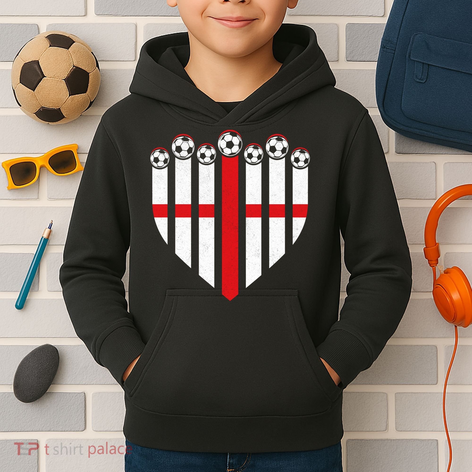 Love England Soccer Flag Fan Kids Hoodie