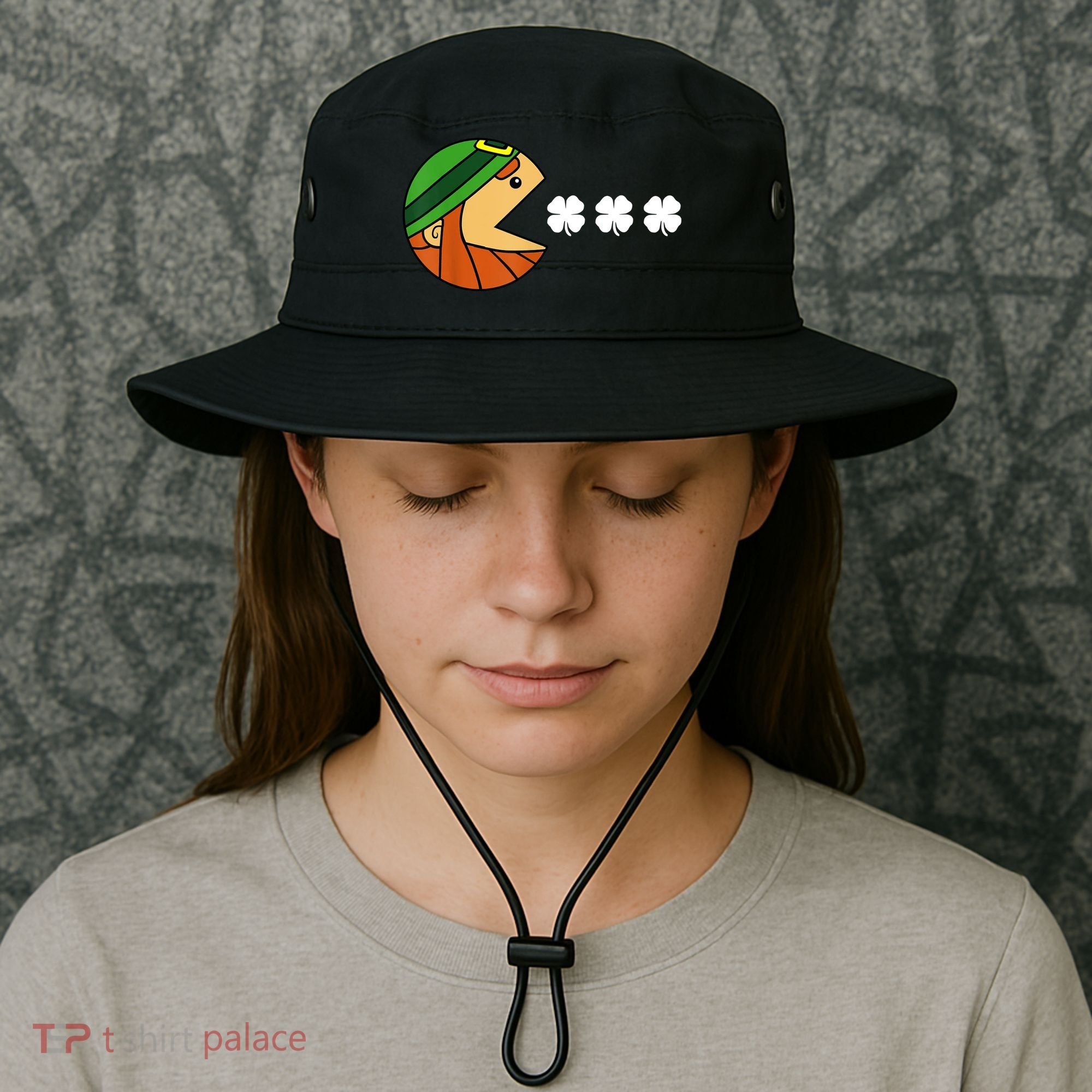 Leprechaun Eating Shamrock Bucket Hat