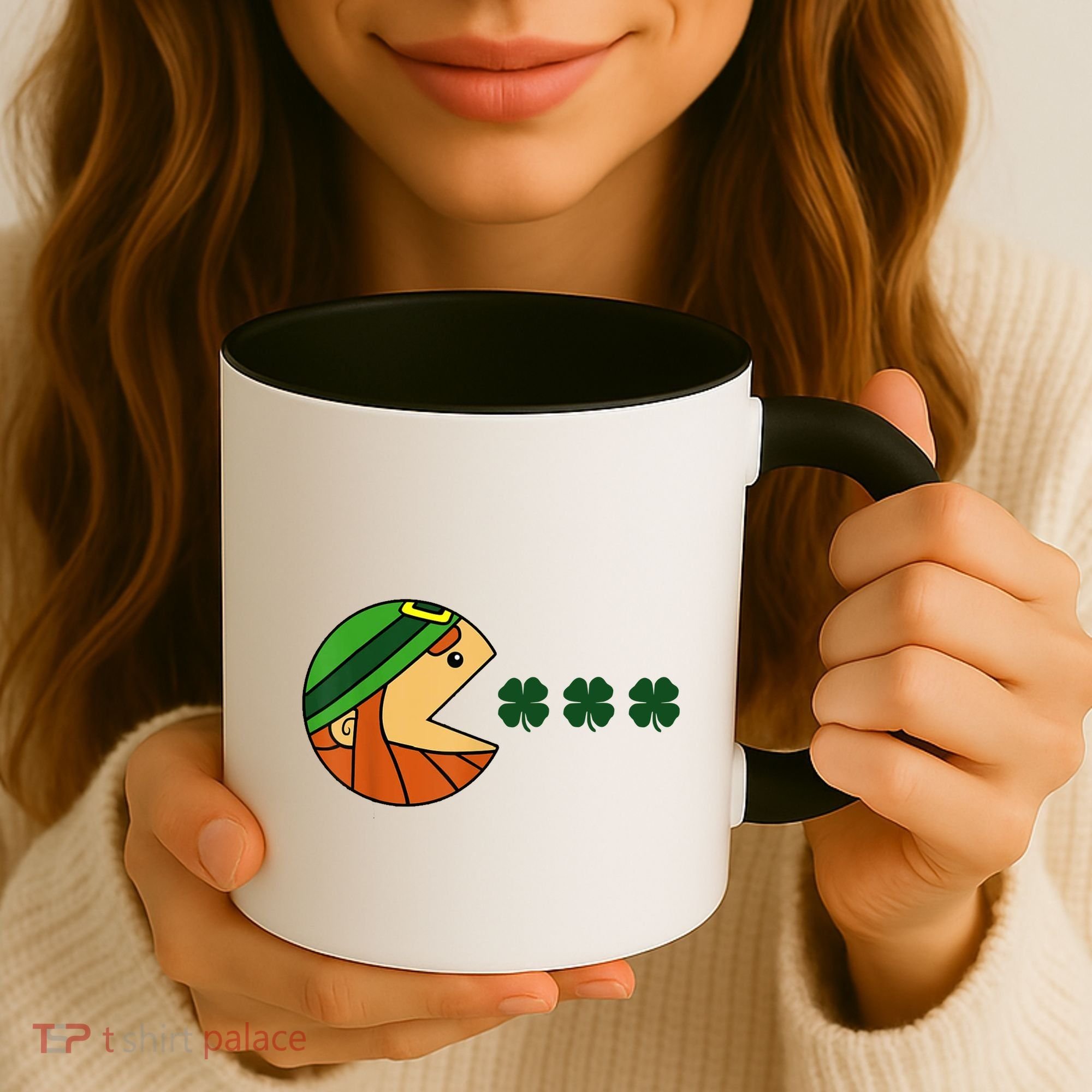 Leprechaun Eating Shamrock Coffee Mug