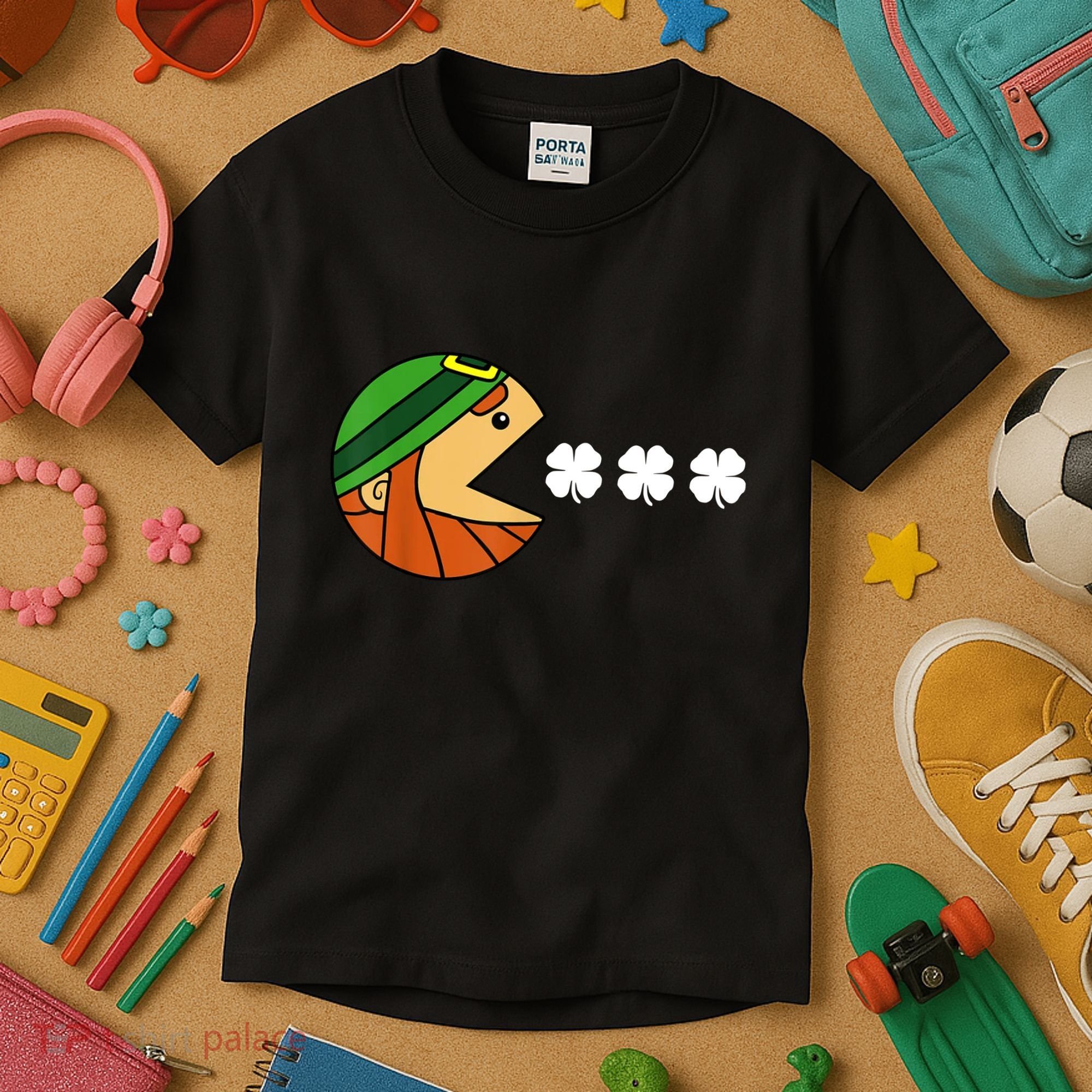 Leprechaun Eating Shamrock Kids T-Shirt