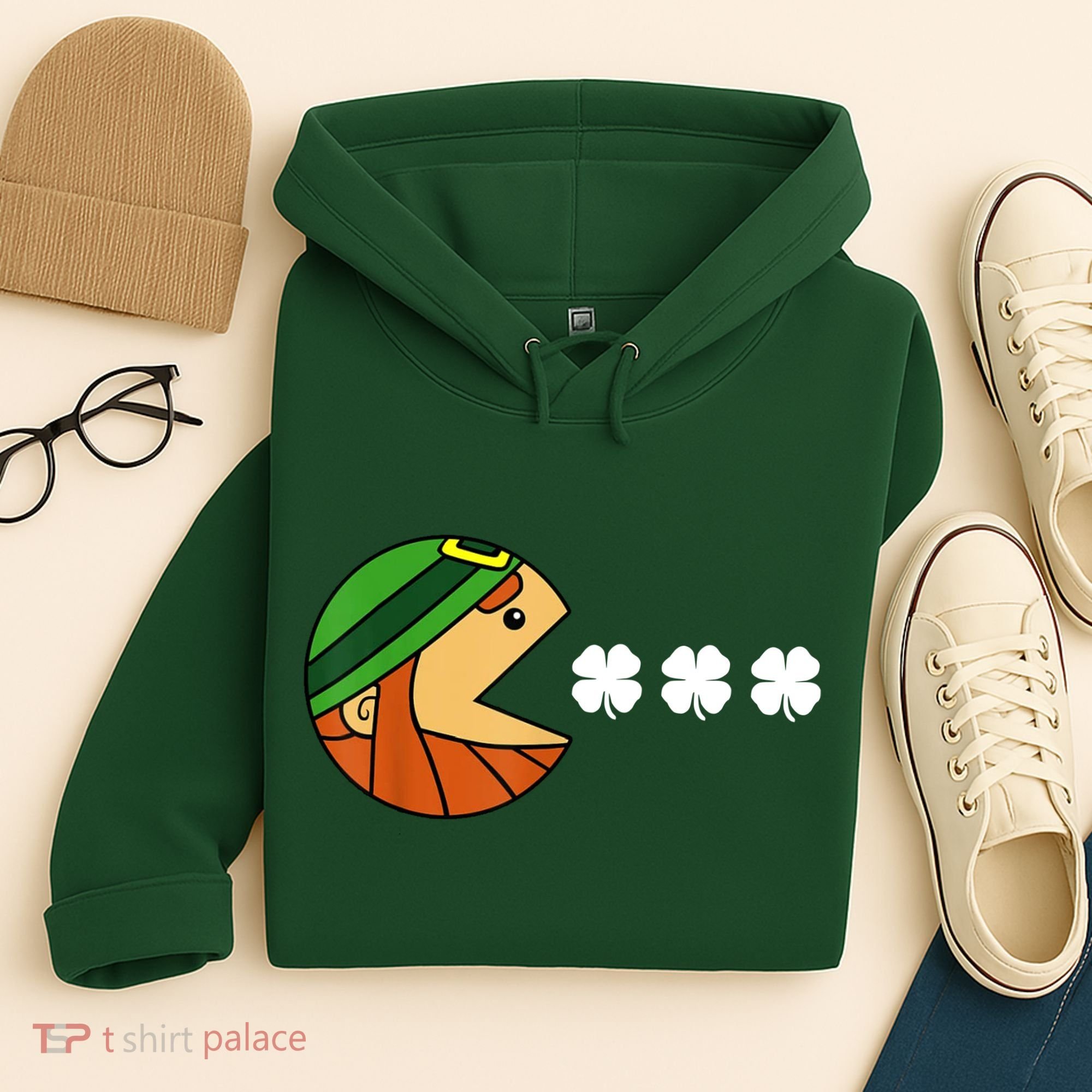 Leprechaun Eating Shamrock Hoodie