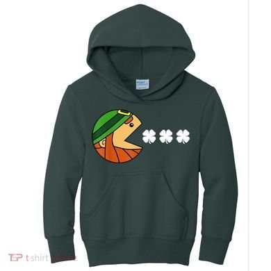Leprechaun Eating Shamrock Kids Hoodie