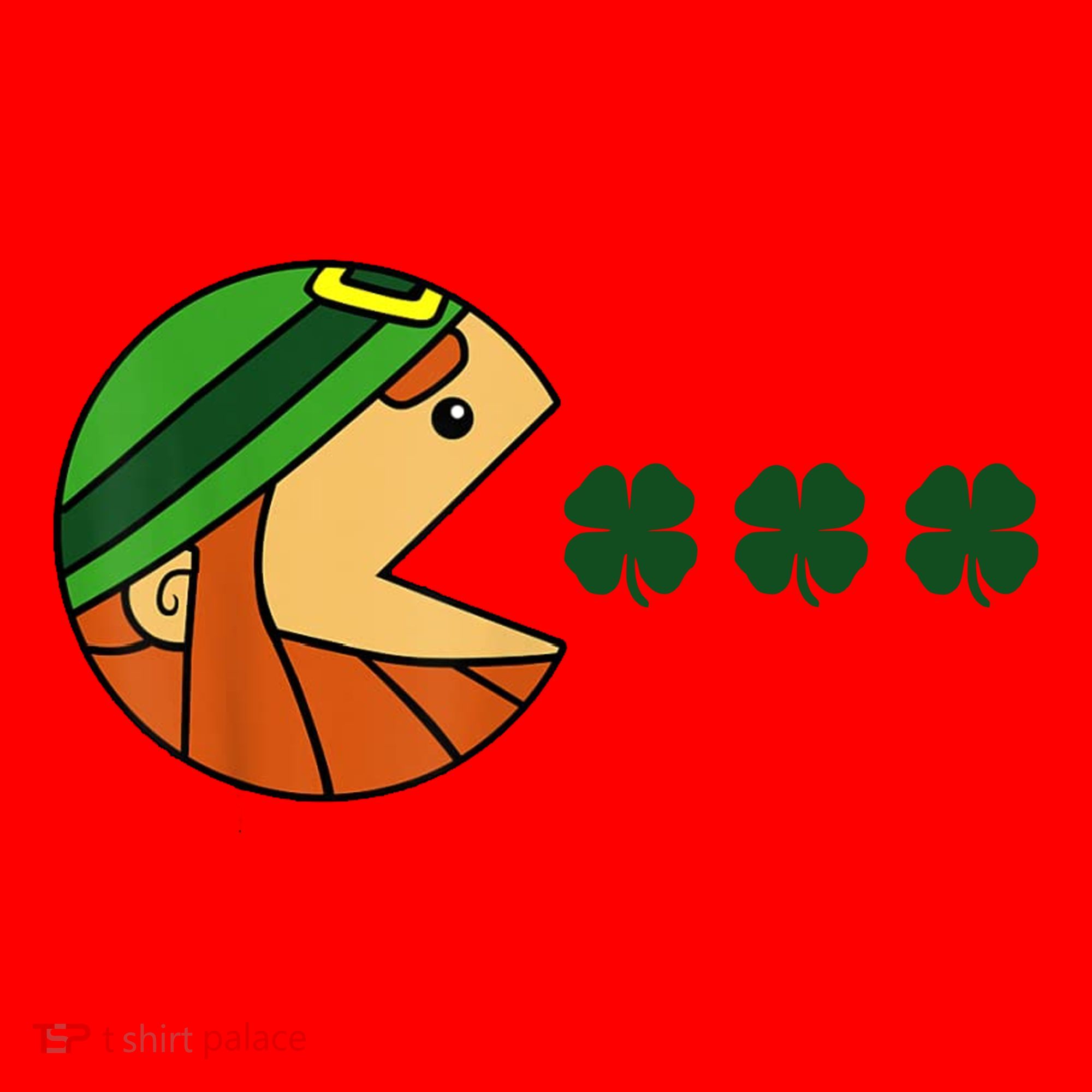 Leprechaun Eating Shamrock Santa Hat