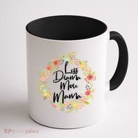 Less Drama More Mama Floral Wreath Coffee Mug thumb 1