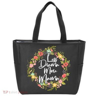 Less Drama More Mama Floral Wreath Tote Bag