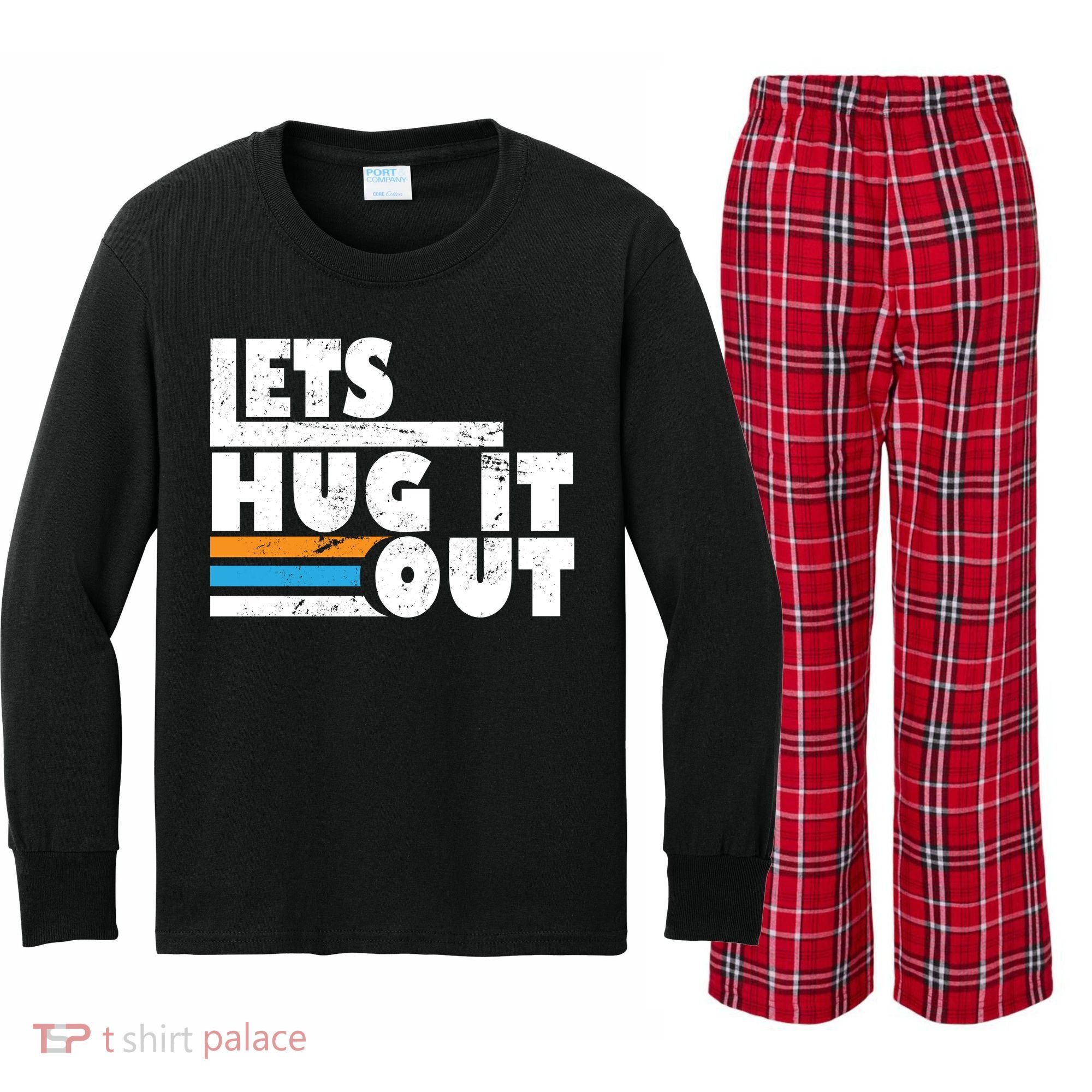Let Hug It Out Kids Long Sleeve Plaid Pajama Set