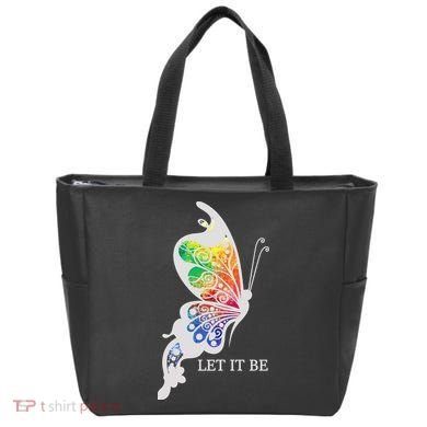 Let It Be Colorful Butterfly Tote Bag