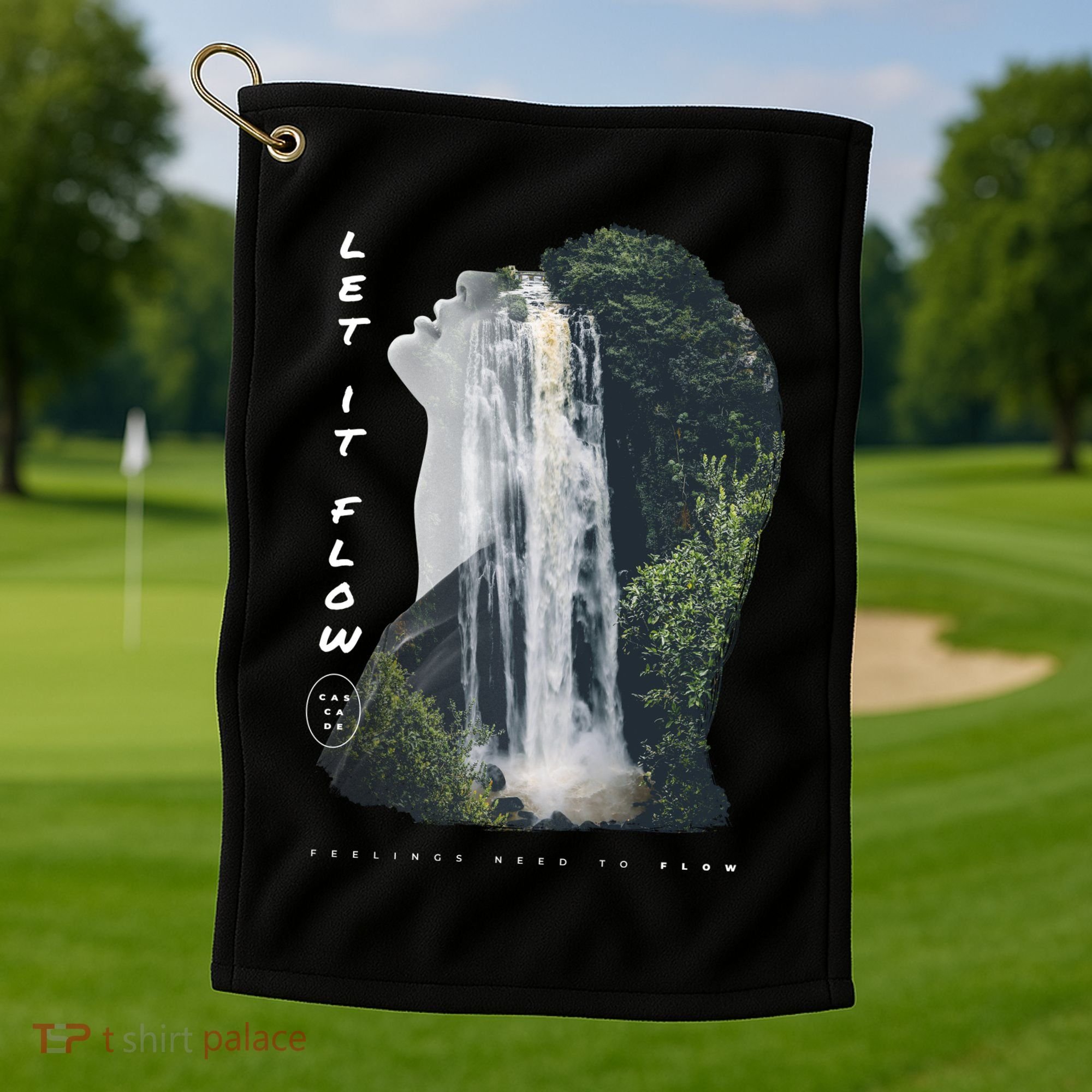 Let It Flow Waterfall Art Golf Towel