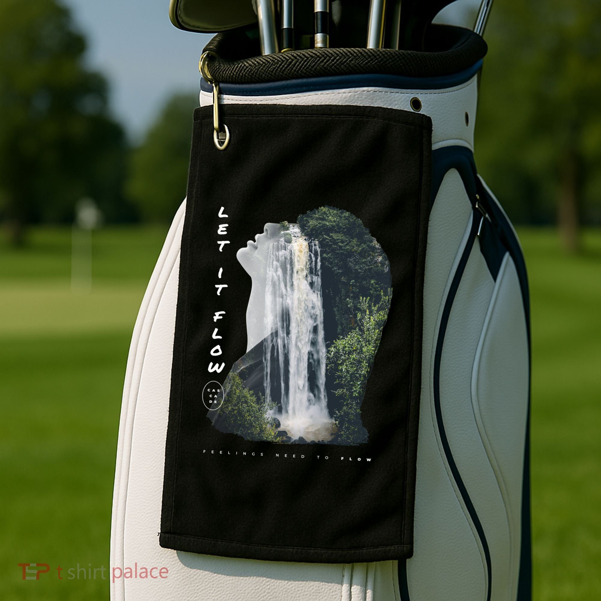 Let It Flow Waterfall Art Golf Towel