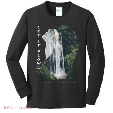 Let It Flow Waterfall Art Kids Long Sleeve Shirt
