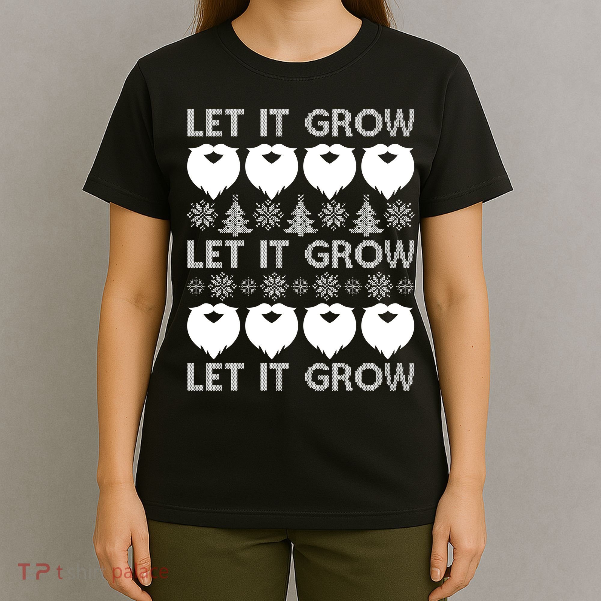 Let It Grow Santa Beard Ugly Christmas Sweater T-Shirt